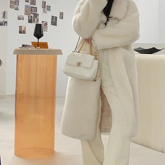 CHANEL - 白色羊皮金釦 19 bag-3