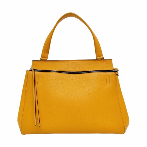 CELINE EDGE 中號 黃色牛皮單肩包手提包 銀色五金