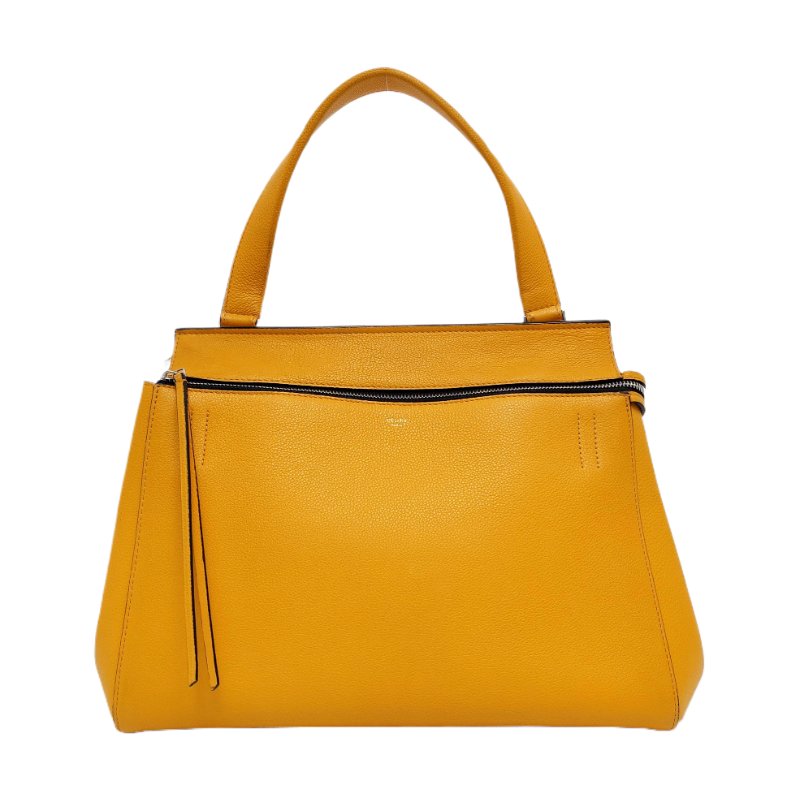 CELINE EDGE 中號 黃色牛皮單肩包手提包 銀色五金-0