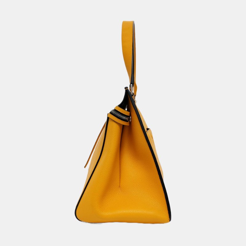 CELINE EDGE 中號 黃色牛皮單肩包手提包 銀色五金-2