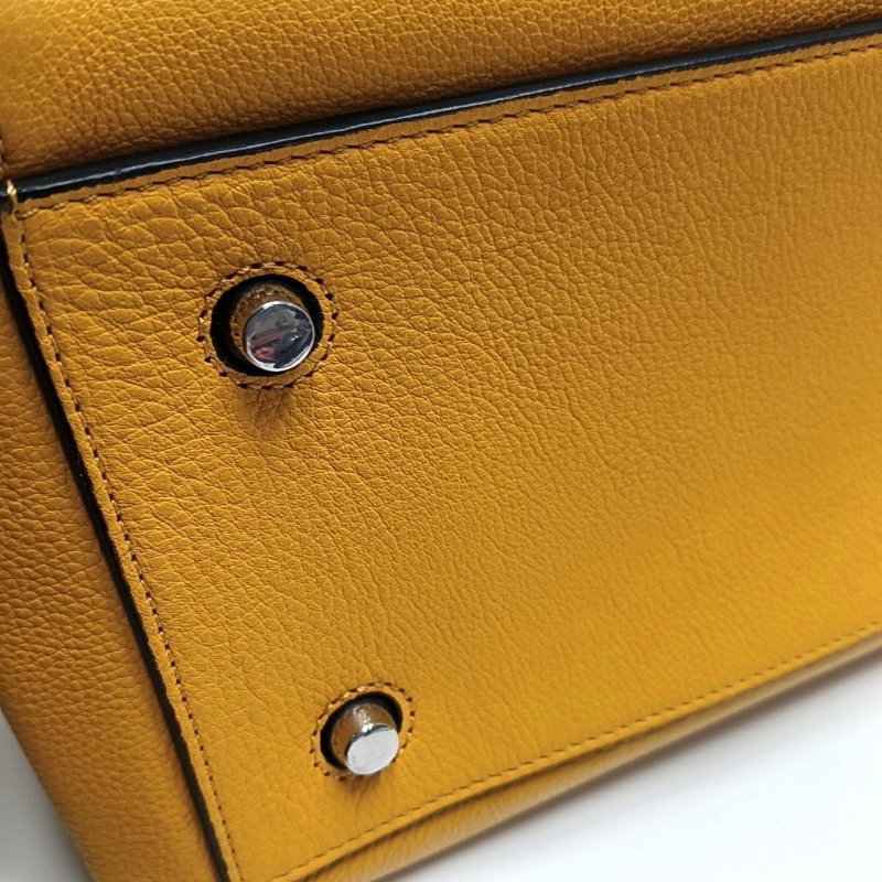 CELINE EDGE 中號 黃色牛皮單肩包手提包 銀色五金-9