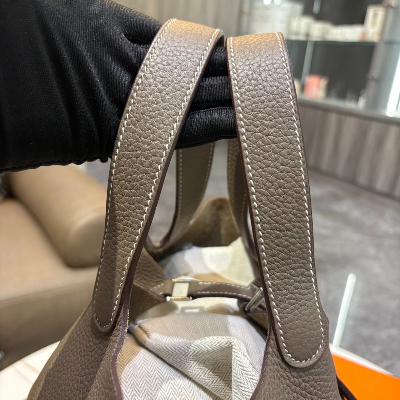 *SHIHNA名牌精品*HERMÈS 菜籃子 Picotin 大象灰銀 22cm Y刻-4