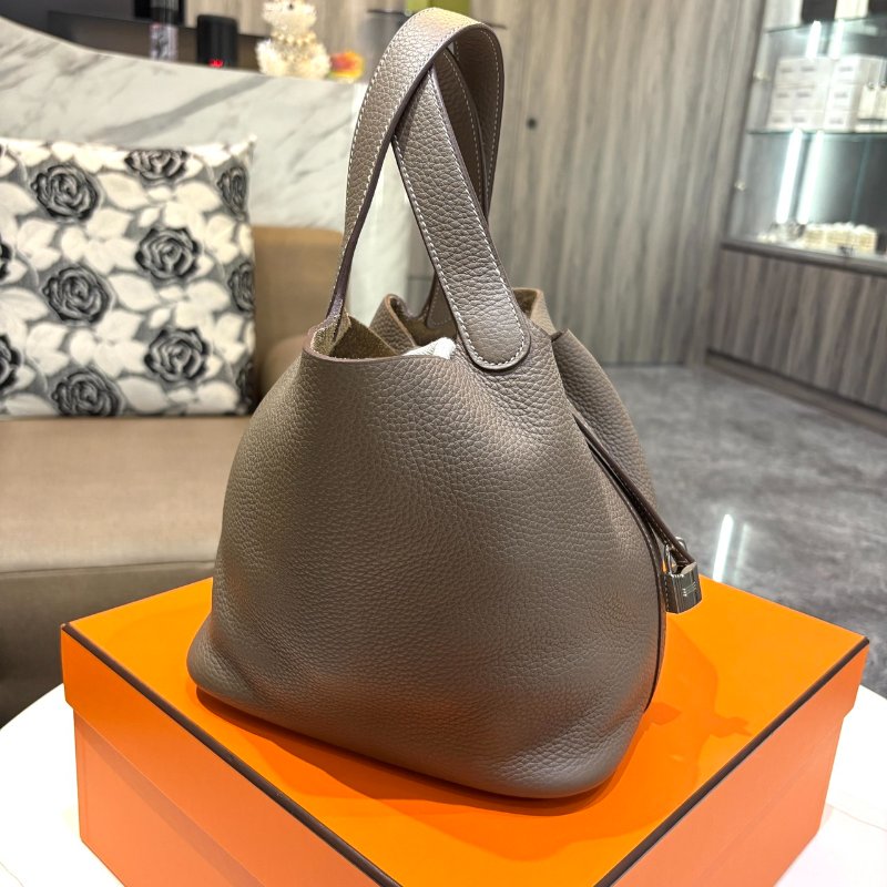 *SHIHNA名牌精品*HERMÈS 菜籃子 Picotin 大象灰銀 22cm Y刻-5