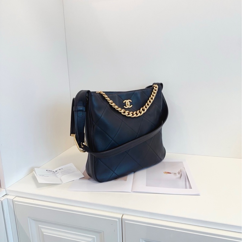 【閒置帶票🆕】Chanel 21k 黑金小牛皮hobo 嬉皮包 手提包 斜挎包 單肩包-2