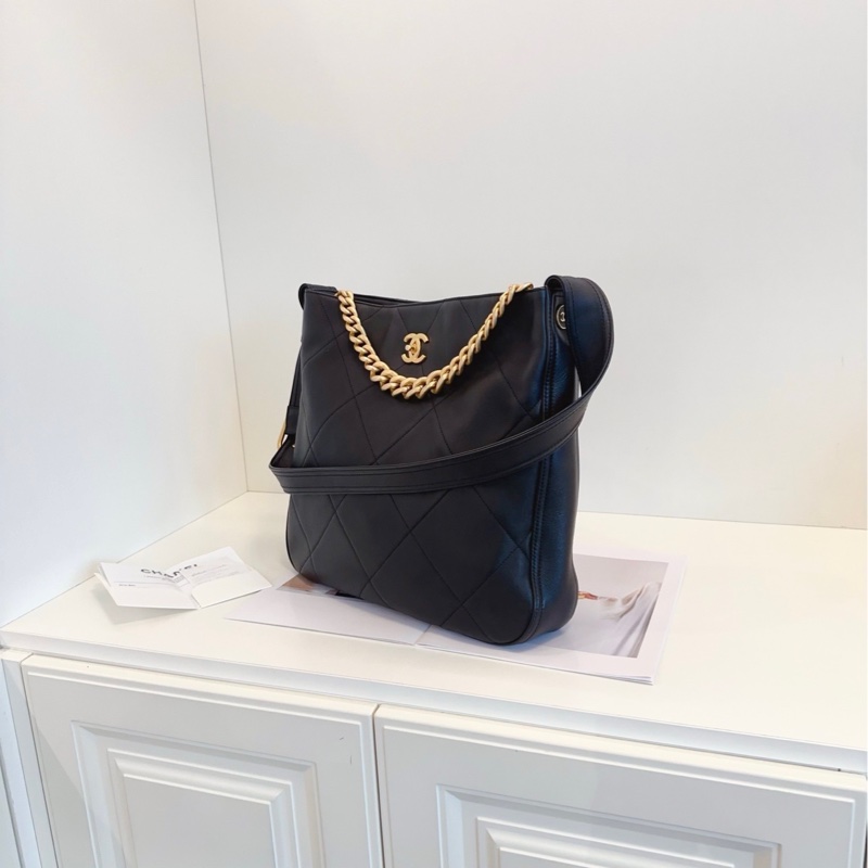 【閒置帶票🆕】Chanel 21k 黑金小牛皮hobo 嬉皮包 手提包 斜挎包 單肩包-3