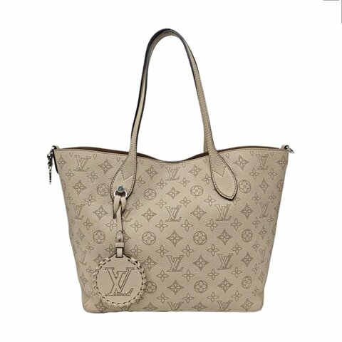 LOUIS VUITTON BLOSSOM中號灰色牛皮老花鏤空手提包單肩包 銀色五金 子袋