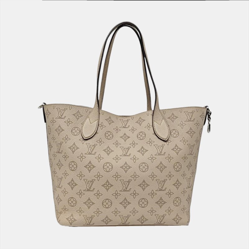 LOUIS VUITTON BLOSSOM中號灰色牛皮老花鏤空手提包單肩包 銀色五金 子袋-4