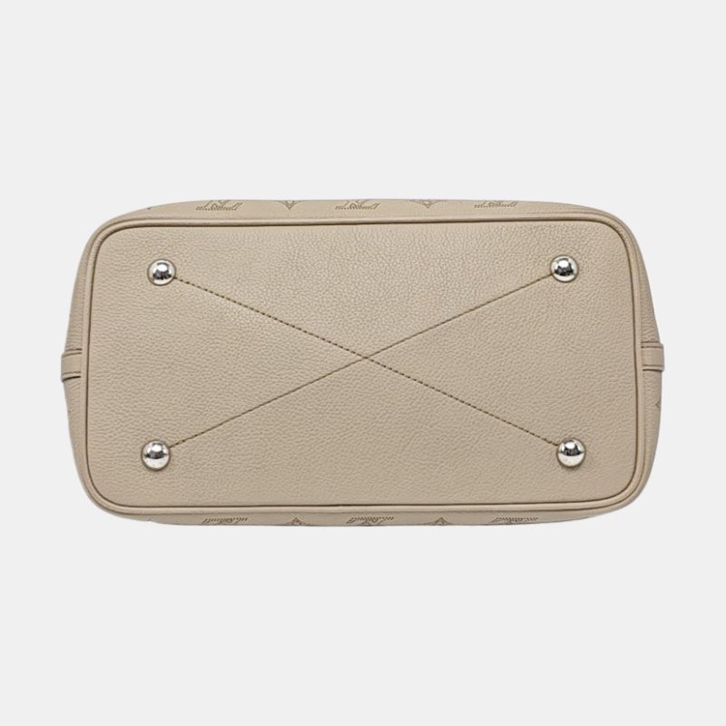 LOUIS VUITTON BLOSSOM中號灰色牛皮老花鏤空手提包單肩包 銀色五金 子袋-5