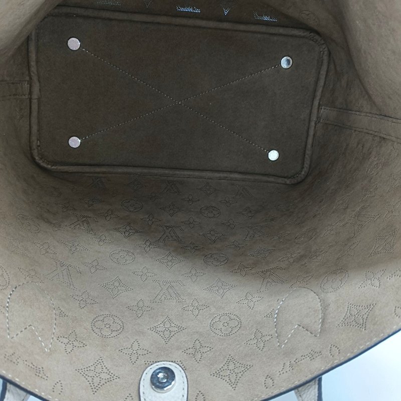 LOUIS VUITTON BLOSSOM中號灰色牛皮老花鏤空手提包單肩包 銀色五金 子袋-6