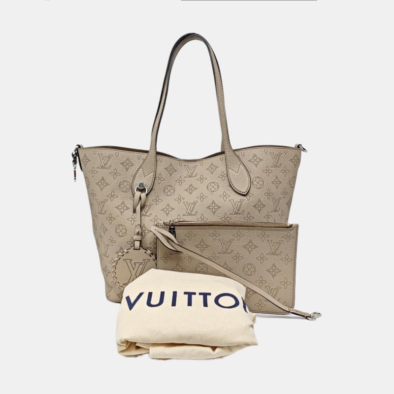 LOUIS VUITTON BLOSSOM中號灰色牛皮老花鏤空手提包單肩包 銀色五金 子袋-7