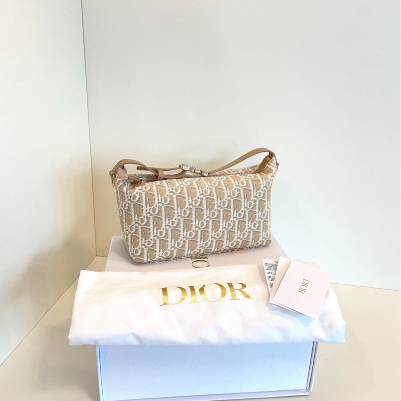 【全新全套🆕】Dior Travel Nomad 奶茶色帆布刺繡飯盒包 中號 手提包-1