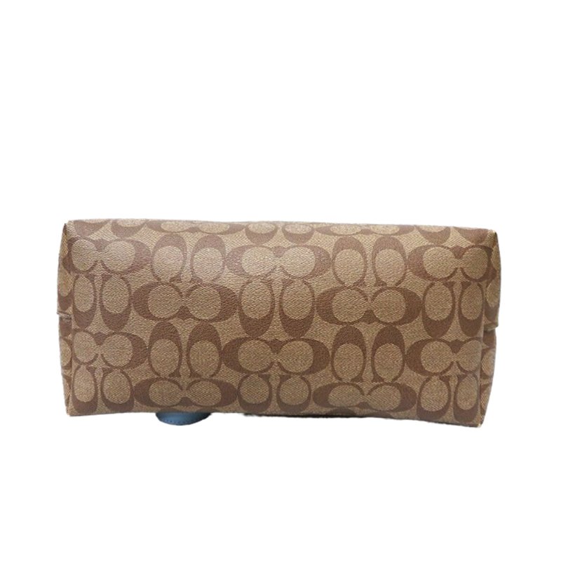 【COACH】馬車LOGO PVC皮革托特包-卡其藍-2