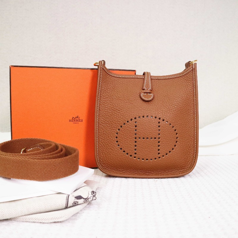 HERMES 愛馬仕 mini Evelyne16 37/GOLD/金棕+金扣-0