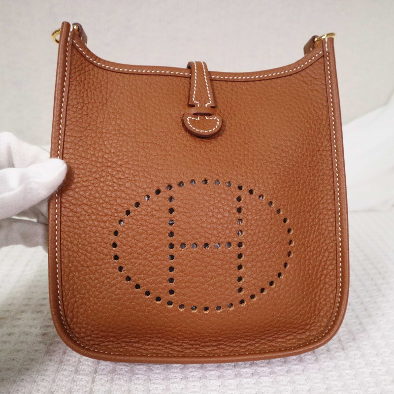HERMES 愛馬仕 mini Evelyne16 37/GOLD/金棕+金扣-14