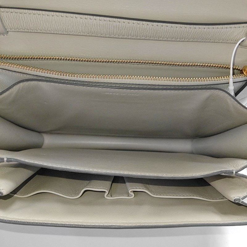CELINE CLASSIC BOX中號淺灰色牛皮豆腐包斜挎包單肩包金色五金可拆卸肩帶-6