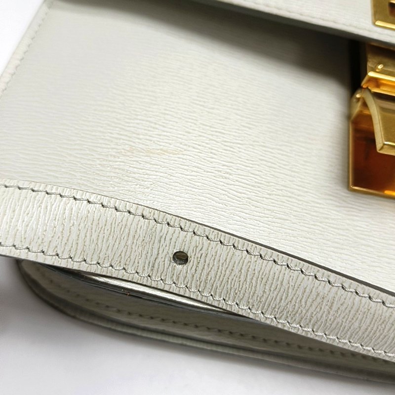 CELINE CLASSIC BOX中號淺灰色牛皮豆腐包斜挎包單肩包金色五金可拆卸肩帶-14