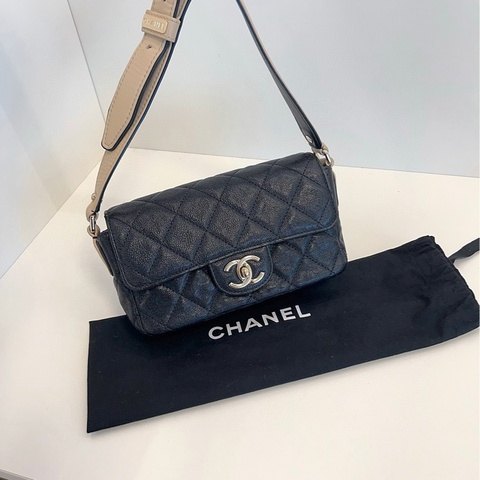 【99新🆕】Chanel 21C限量款黑金荔枝皮CF大mini 斜挎包 單肩包