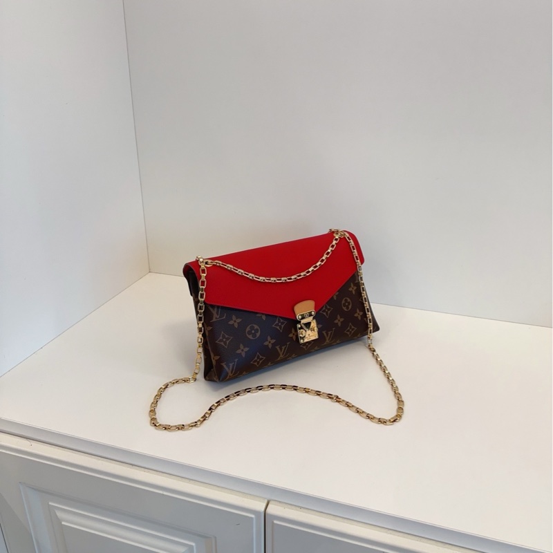 【99新🆕】LV Pallas Chain 老花拼紅色 傳奇鏈條包手提包 斜挎包 單肩包-3