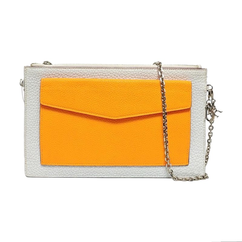 DIOR 拼色牛皮單肩包斜挎包 銀色五金 可拆卸肩帶 9.8新-0