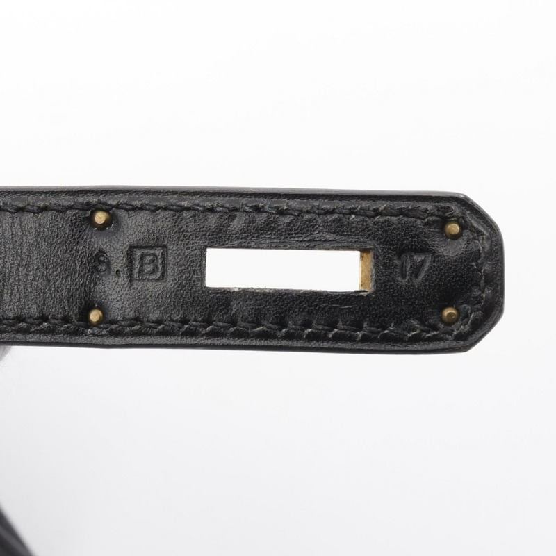 HERMES Box Calf皮革Kelly 32金扣手挽肩背兩用袋Noir-4