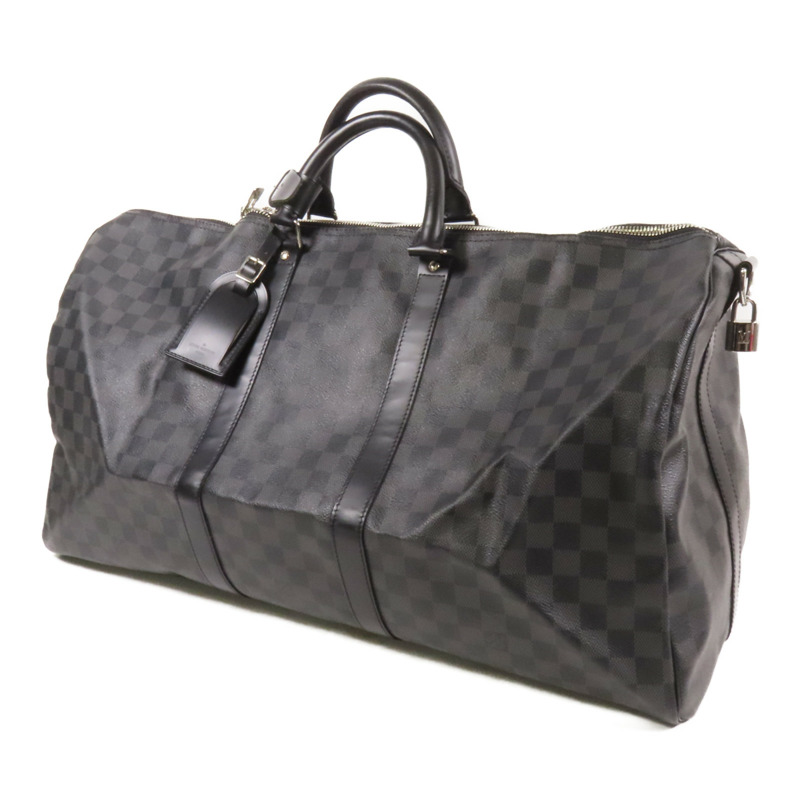 LOUIS VUITTON Damier Graphite Keepall 55銀扣手挽袋-2