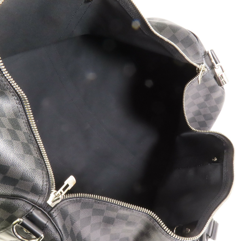 LOUIS VUITTON Damier Graphite Keepall 55銀扣手挽袋-4