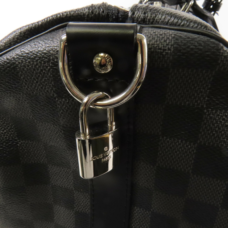 LOUIS VUITTON Damier Graphite Keepall 55銀扣手挽袋-6