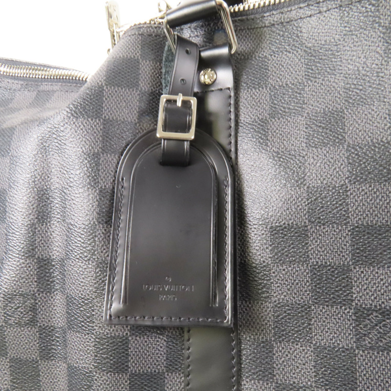 LOUIS VUITTON Damier Graphite Keepall 55銀扣手挽袋-10