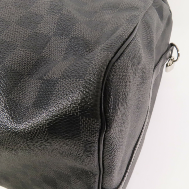 LOUIS VUITTON Damier Graphite Keepall 55銀扣手挽袋-14