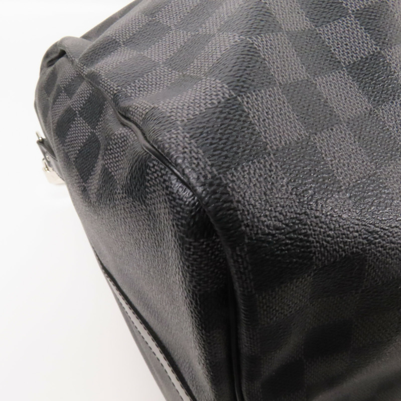LOUIS VUITTON Damier Graphite Keepall 55銀扣手挽袋-15