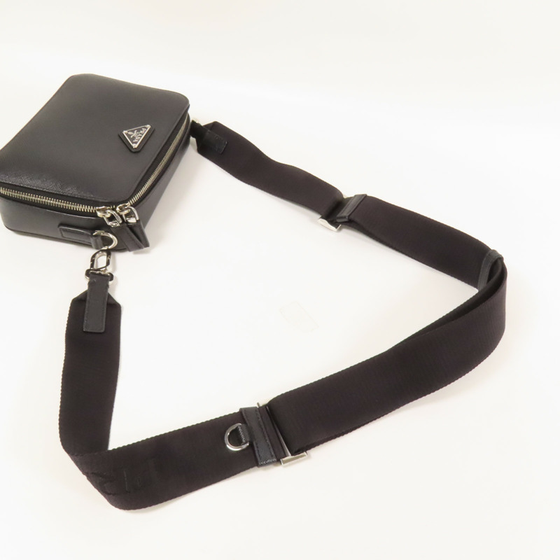 PRADA Saffiano皮革Shoulder Bag銀扣肩背袋-4