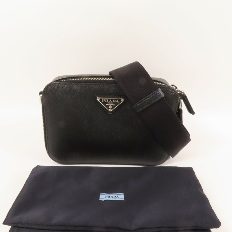 PRADA Saffiano皮革Shoulder Bag銀扣肩背袋-10