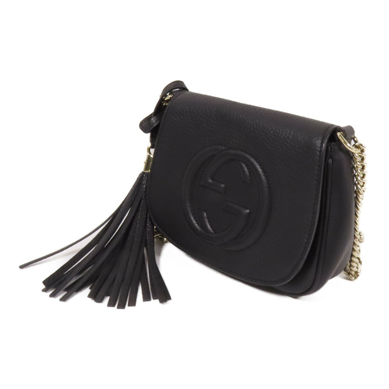 GUCCI 牛皮皮革Soho金扣鏈帶肩背袋-2