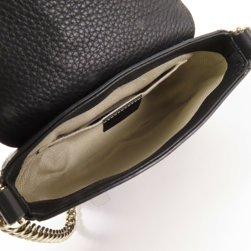 GUCCI 牛皮皮革Soho金扣鏈帶肩背袋-5