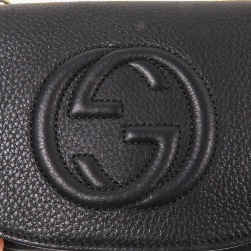 GUCCI 牛皮皮革Soho金扣鏈帶肩背袋-7