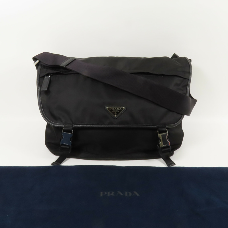 PRADA 尼龍Re-Nylon銀扣肩背袋-9