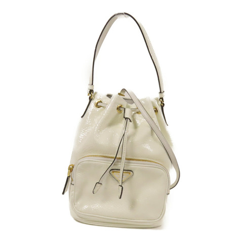 PRADA 漆皮皮革Duet NaplakBag金扣手挽肩背袋兩用袋