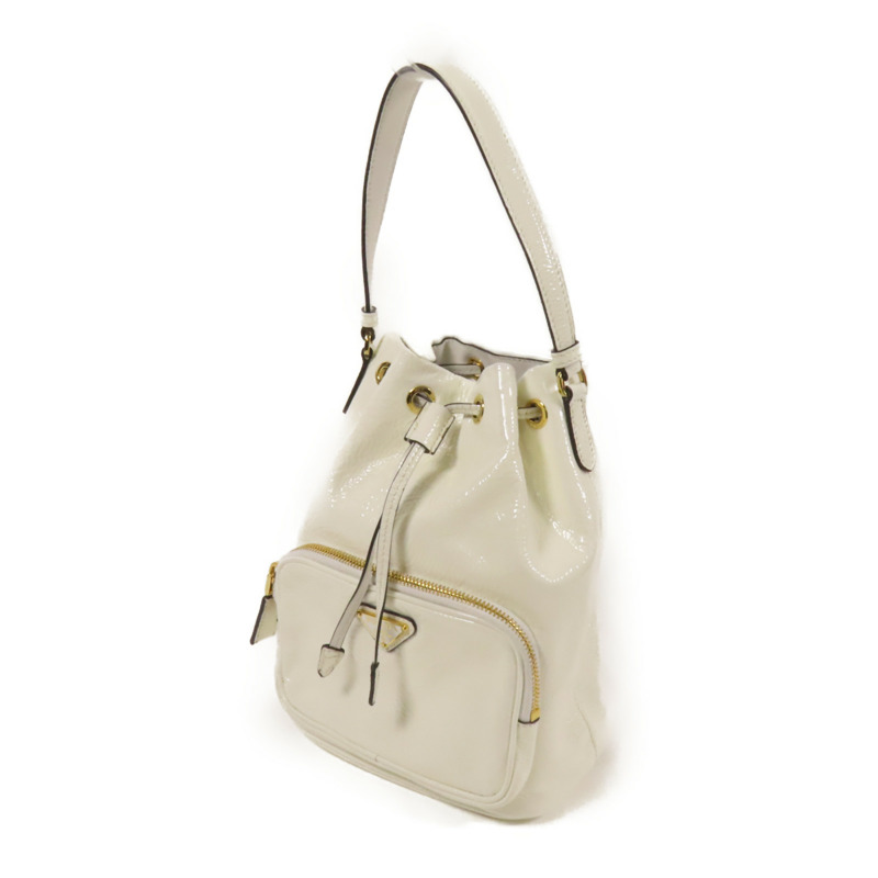 PRADA 漆皮皮革Duet NaplakBag金扣手挽肩背袋兩用袋-2