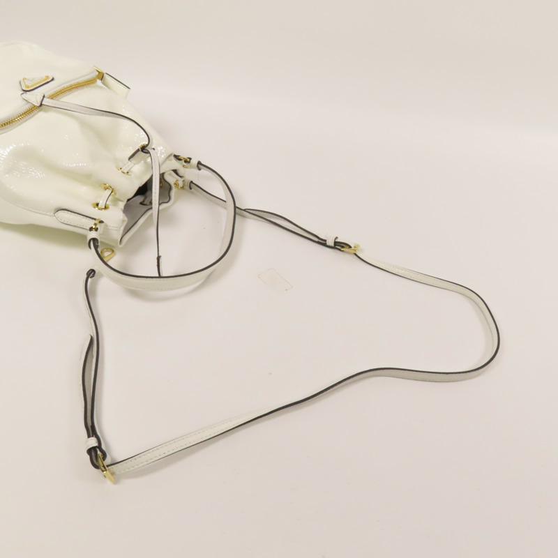 PRADA 漆皮皮革Duet NaplakBag金扣手挽肩背袋兩用袋-5