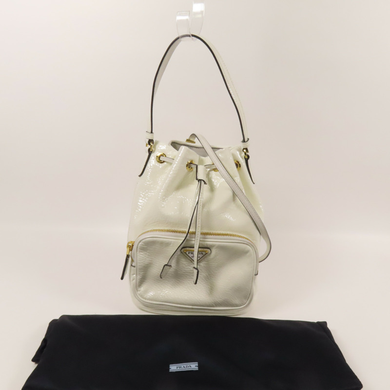 PRADA 漆皮皮革Duet NaplakBag金扣手挽肩背袋兩用袋-10