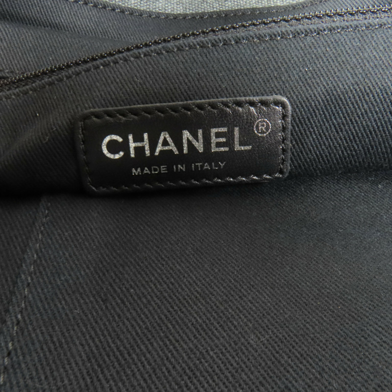 CHANEL 帆布Deauville Tote銀扣鏈帶手挽肩背兩用袋-8