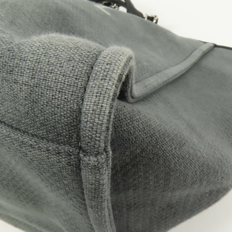 CHANEL 帆布Deauville Tote銀扣鏈帶手挽肩背兩用袋-12