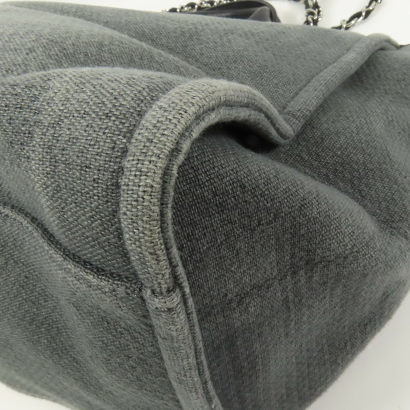 CHANEL 帆布Deauville Tote銀扣鏈帶手挽肩背兩用袋-14