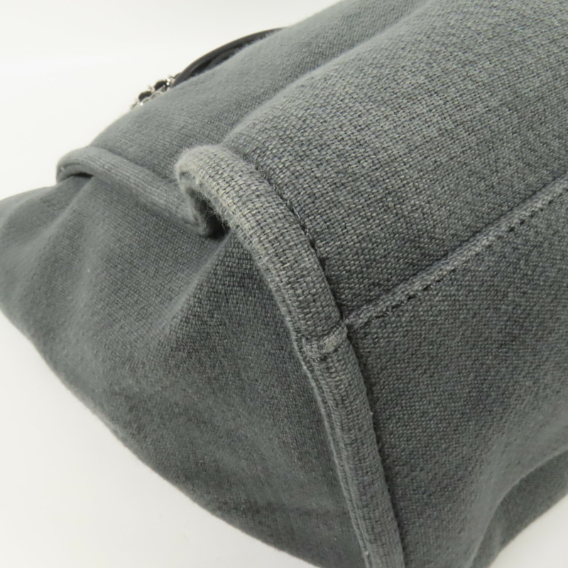 CHANEL 帆布Deauville Tote銀扣鏈帶手挽肩背兩用袋-15