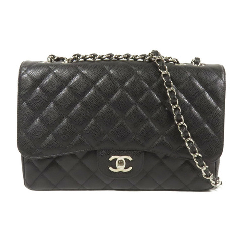 CHANEL 牛皮皮革Large Classic銀扣鏈帶肩背袋