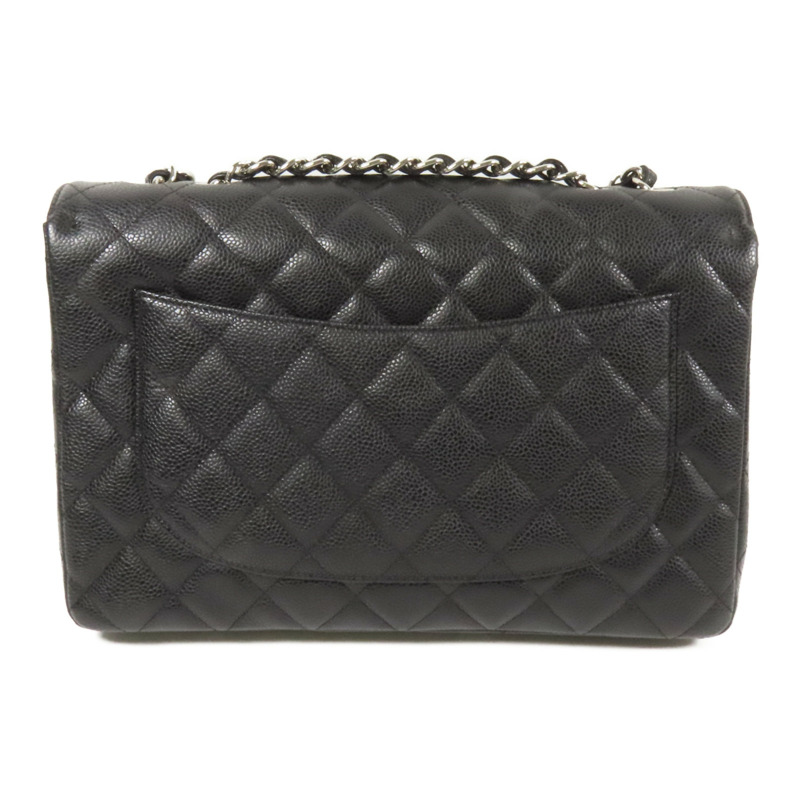 CHANEL 牛皮皮革Large Classic銀扣鏈帶肩背袋-1