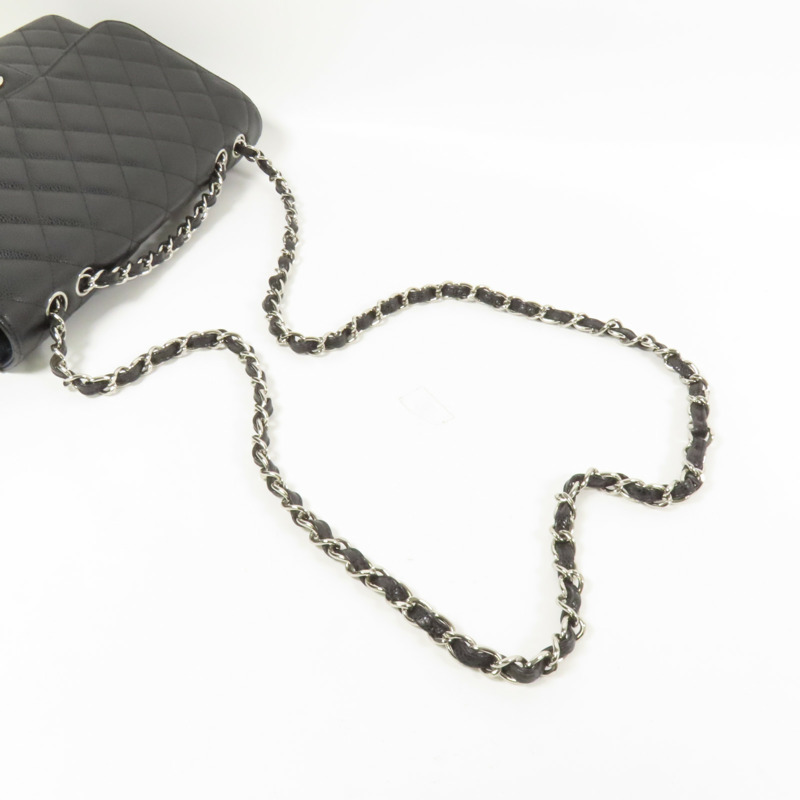 CHANEL 牛皮皮革Large Classic銀扣鏈帶肩背袋-4