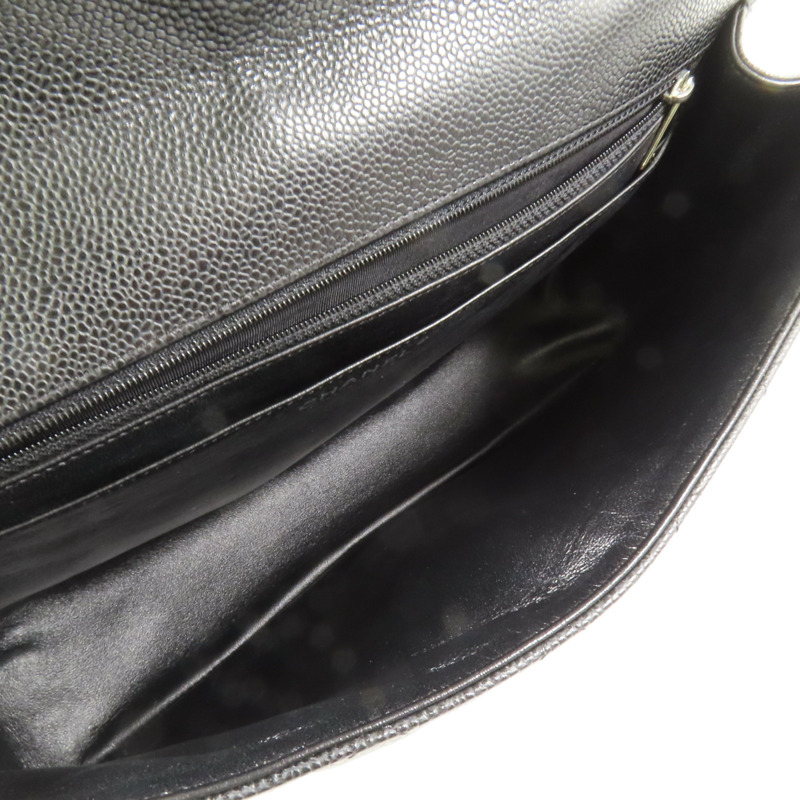 CHANEL 牛皮皮革Large Classic銀扣鏈帶肩背袋-5