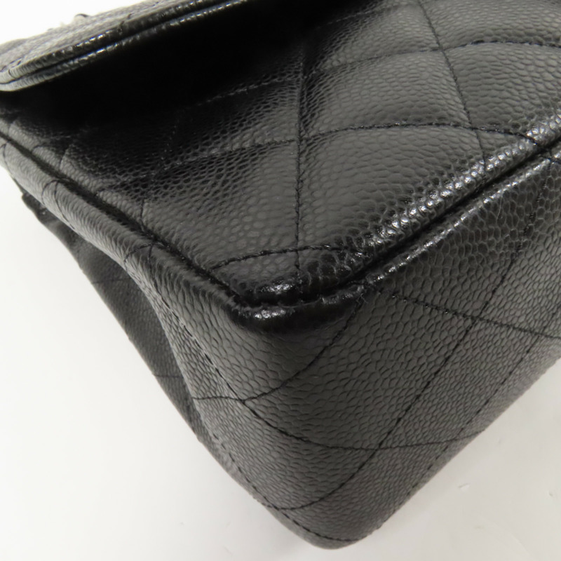 CHANEL 牛皮皮革Large Classic銀扣鏈帶肩背袋-11