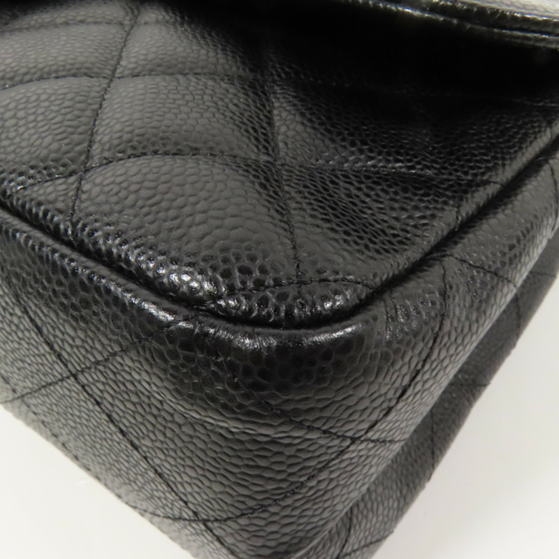 CHANEL 牛皮皮革Large Classic銀扣鏈帶肩背袋-12